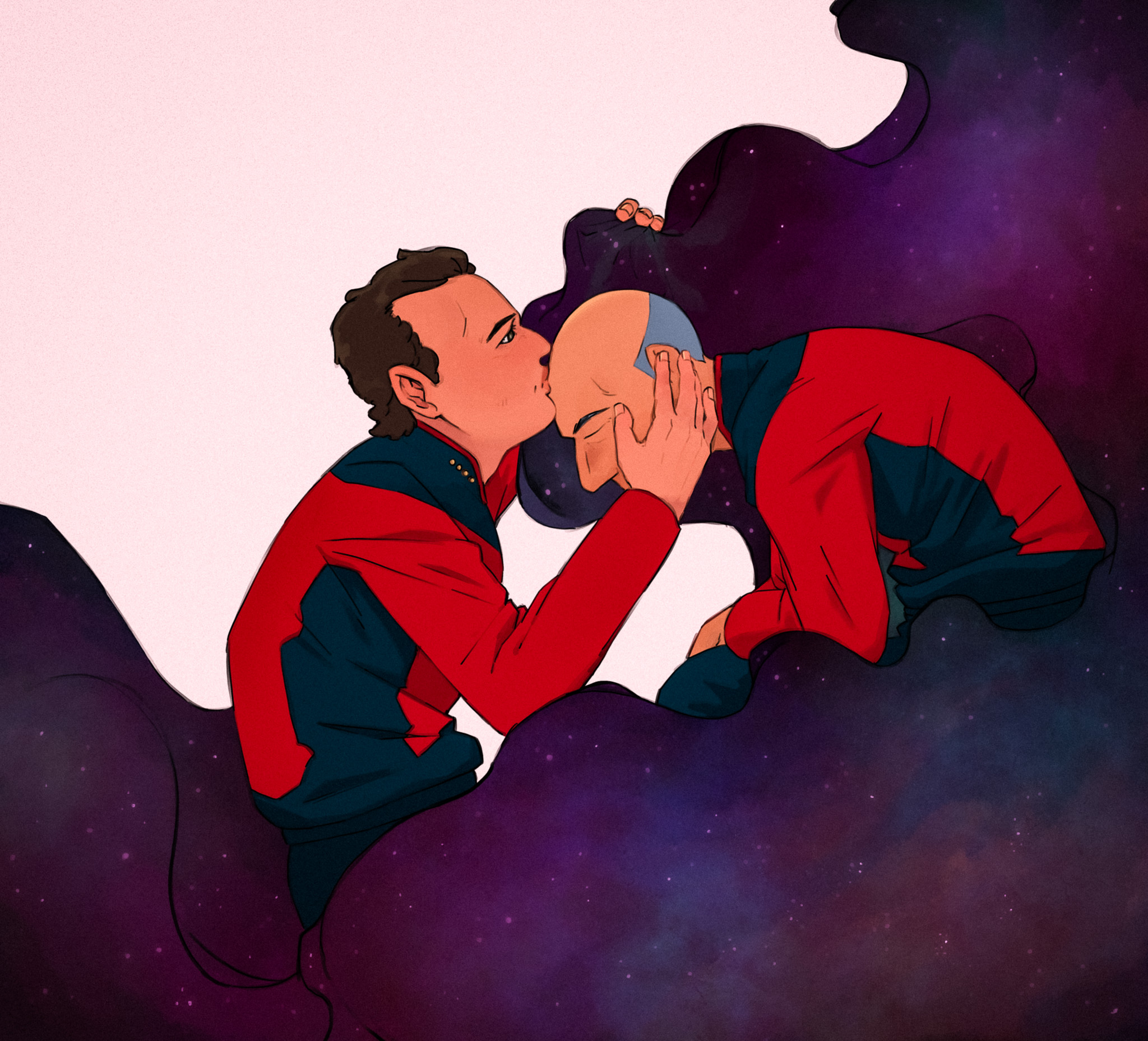 Drawing of Q and Picard from Star Trek TNG kissing