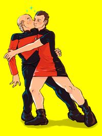 A follow-up to the previous picture: Picard from Star Trek TNG is kissed by Q