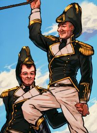 
        Q and Picard in the navy uniforms from Generations.
      