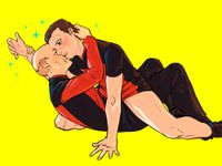 Another follow-up, Picard, still on his back, is pulling Q in for a kiss