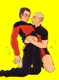 Another follow-up; Picard is pushing up the hem of Q's shirt